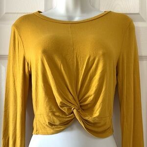 Mustard Long Sleeve Twist Front Top